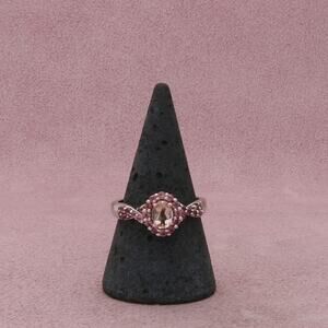 chuck clemency sterling silver morganite & pink tourmaline halo ring size 8.75